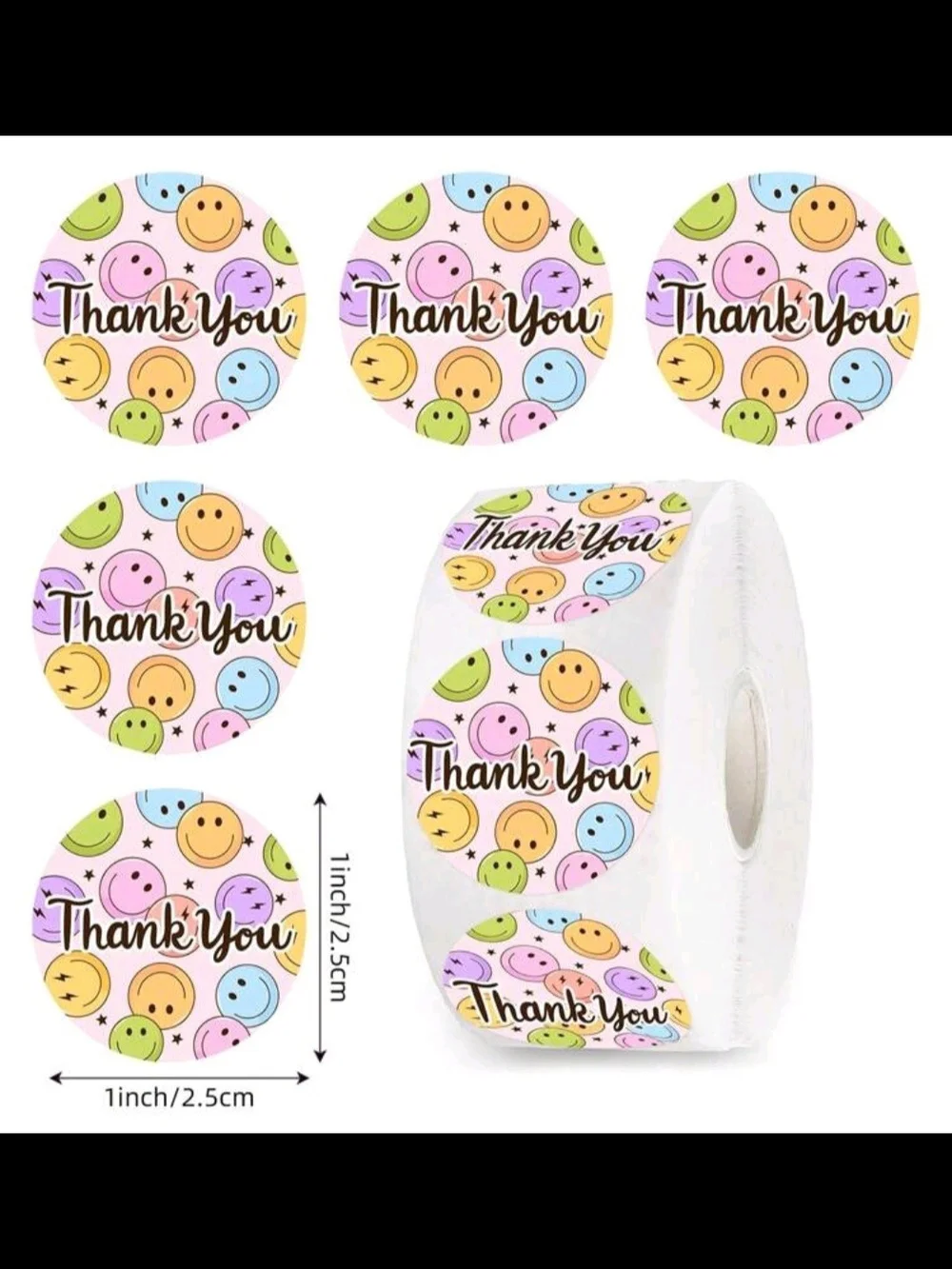 Thank You Smiley Face Stickers Pastel Multicolor
